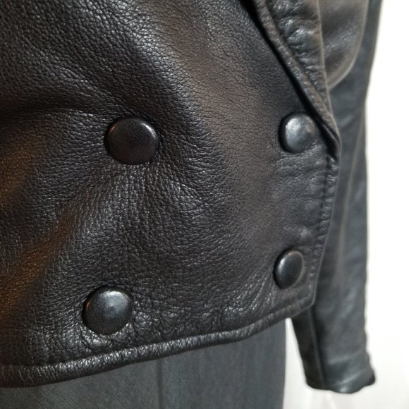 Vintage 1980s moto jacket, Back leather jacket, designer size Medium - Picture 13 of 15